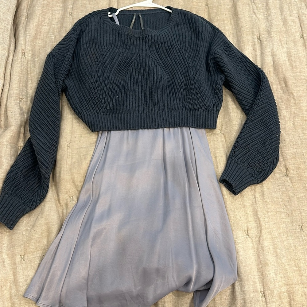 Anthropologie Navy and Gray Mini Dress